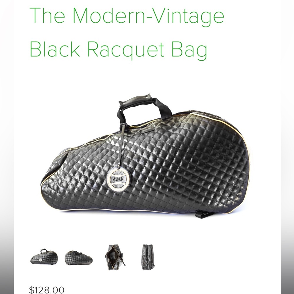 NWT Louis & Eleanor Tennis Bag REAL Black Leather
